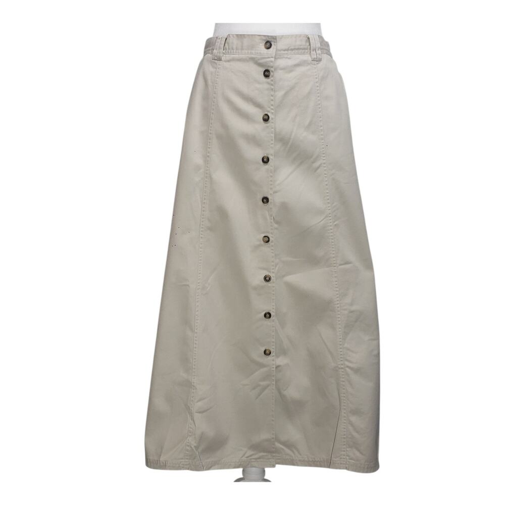 Willow Ridge Vintage 90s Maxi Skirt Women 12 Beige Cotton Western Prairie Rustic